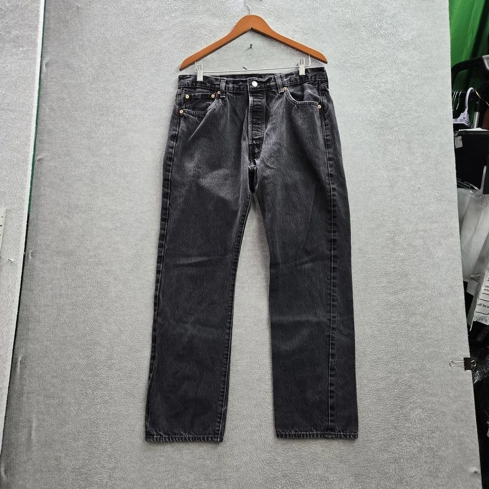 Levi's 501 Men Jeans 36X32 Black Denim Original Fit Straight Leg 29